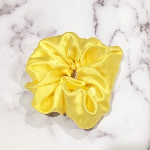 Yellow Silk Hair Scrunchy -Regular Size