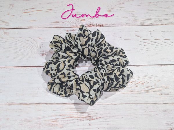 Leopard Crepe de Chine scrunchies - jumbo size