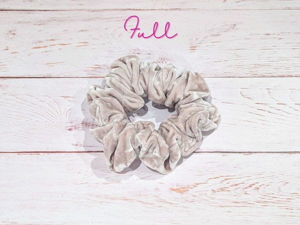 Beige Crushed Velvet Scrunchie - Full size