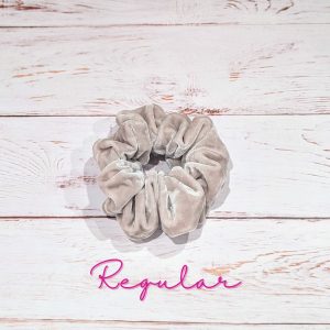 Beige Crushed Velvet Scrunchie - Regular size