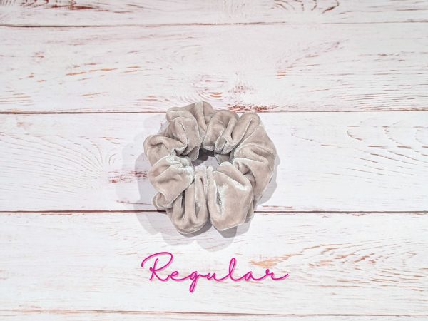 Beige Crushed Velvet Scrunchie - Regular size