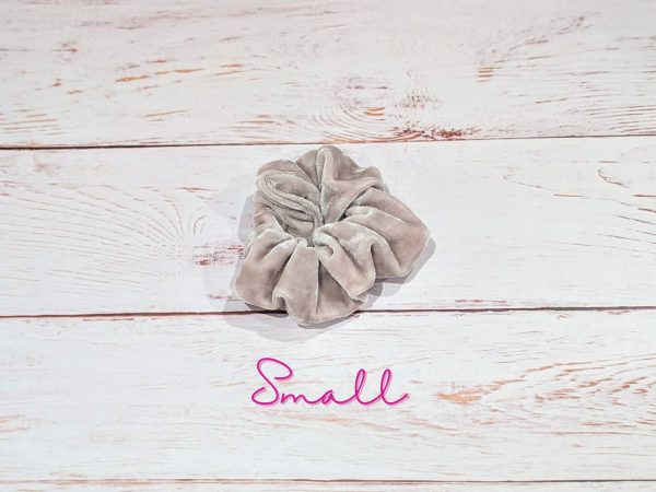 Beige Crushed Velvet Scrunchie - Small size